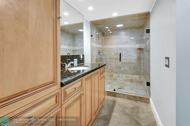 Master Bathroom with Custume Cabinetry & Extra Large Walk in Shower!