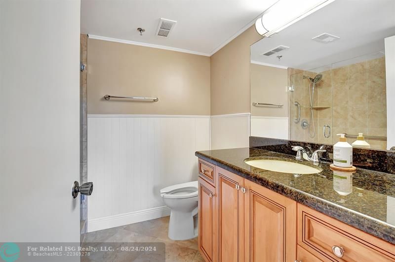 Guest Bath with Walk In Shower and Custume Cabinetry