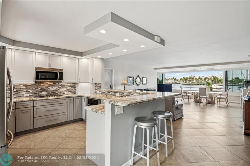 Beautiful open kitchen with water views