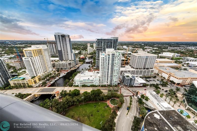 Beautiful vistas off the balcony of the river, city & more from the great room & kitchen. The sunsets are incredible from this condo!