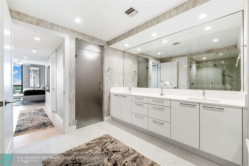 Luxurious soaking tub + massive walk-in shower!