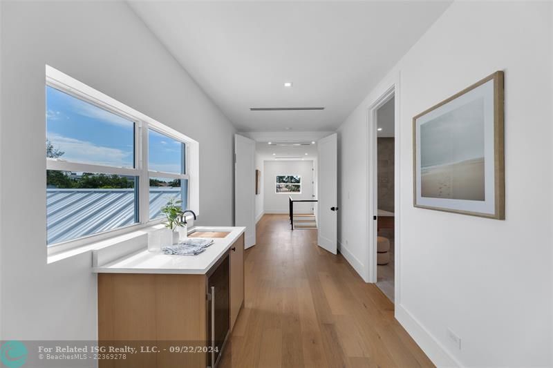 Morning kitchen with wine cooler