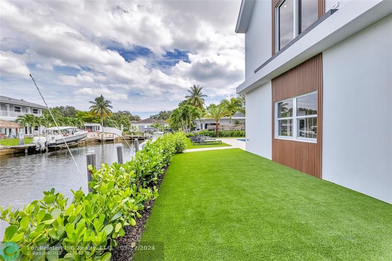 backyard with turf, low maintenance and  perfect for pets