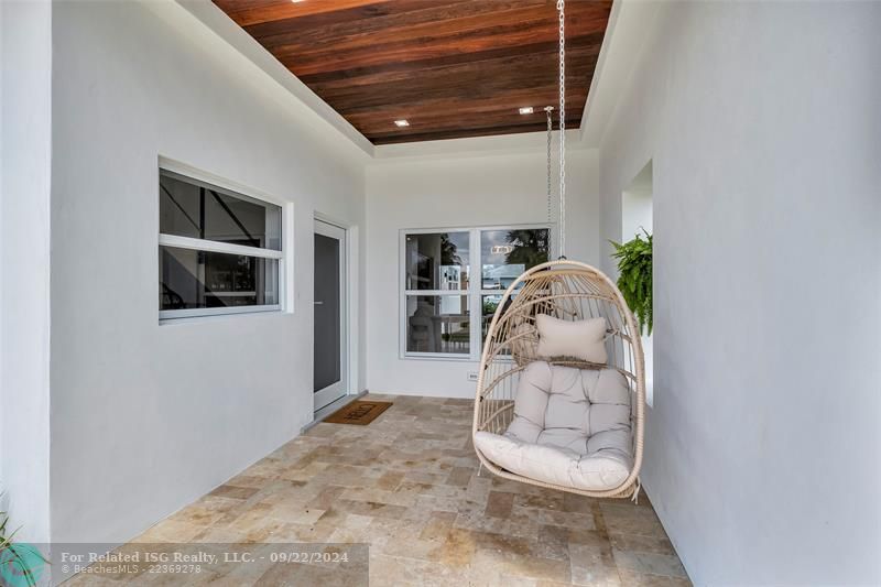 Hanging egg chairs on front entry