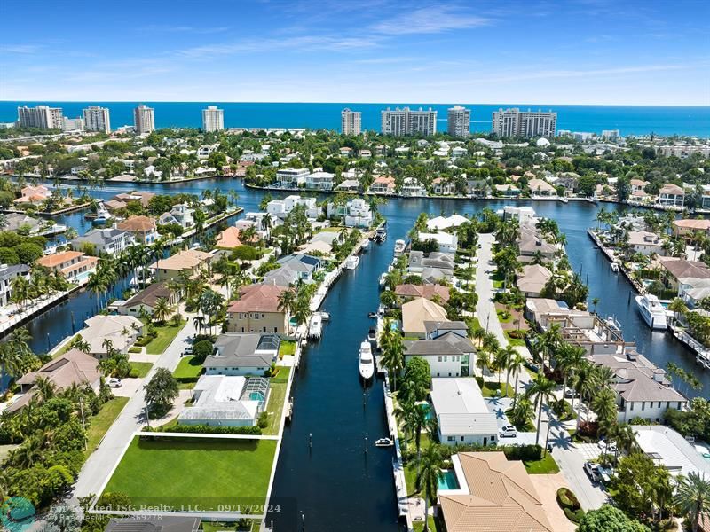 Aerial view looking east to the Intracoastal waterway