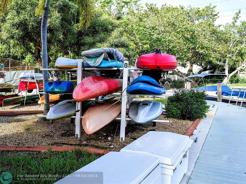 kayak/paddle-board racks and bike storage