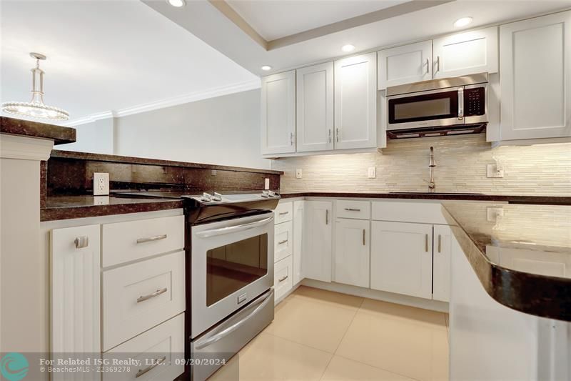 Spacious kitchen opened to living area