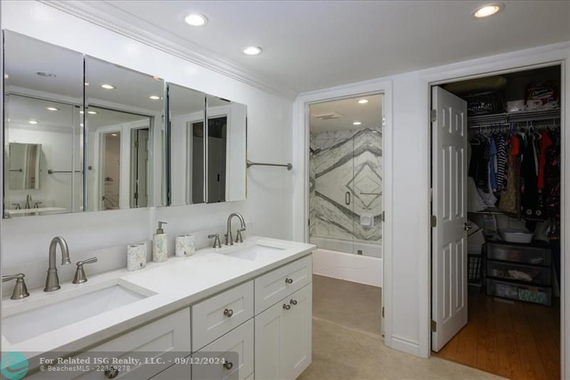 Master bath with double closet