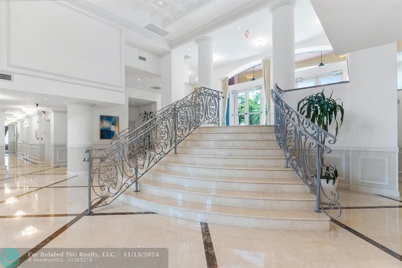 Tower II Lobby Stairs to Lap Pool