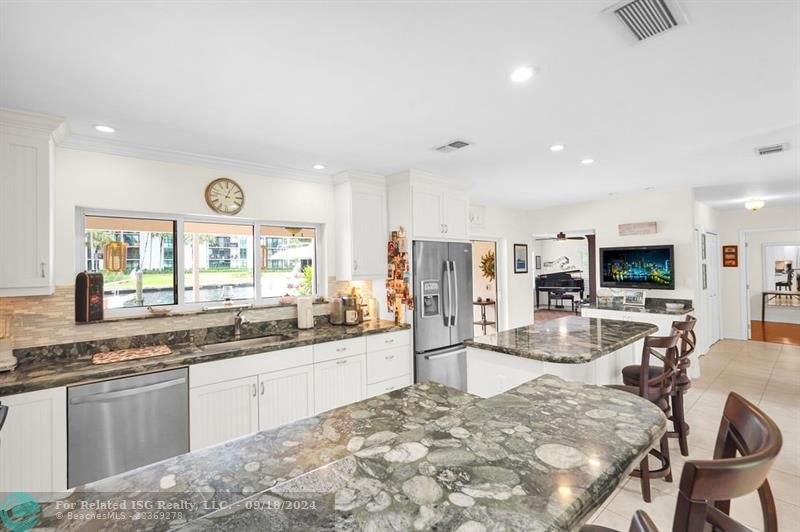 BEAUTIFUL KITCHEN WITH WHITE CABINETS & GRAY COUNTERTOPS