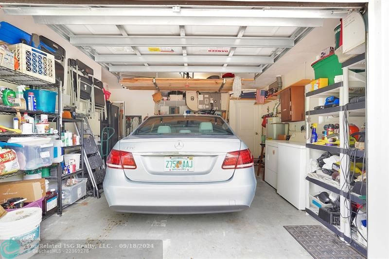 1 CAR GARAGE WITH WORK BENCH & WASHER/DRYER