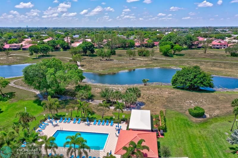 AERIAL VIEW OF POOL AND LAKE