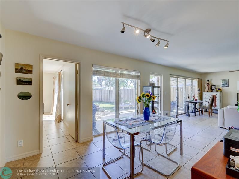 Sliding glass doors bring the outside in.