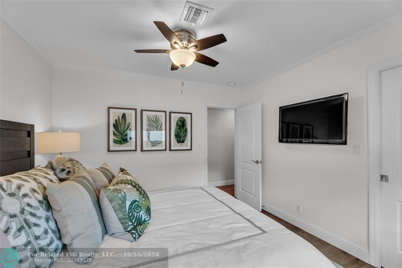 New Ceiling fan, and a walk-in closet with Built-in Cabinetry .