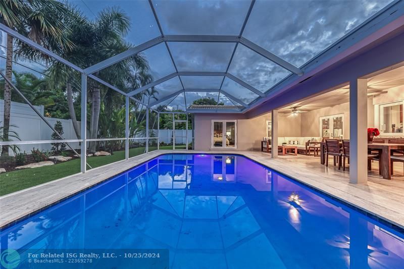 This gorgeous pool has lights and so does the patio!