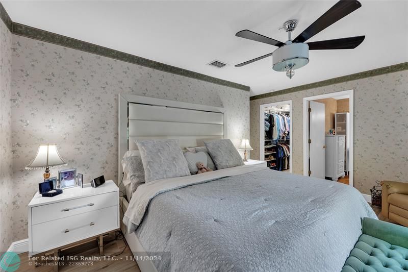 The Main Bedroom is peaceful and has a nice walk-in closet.