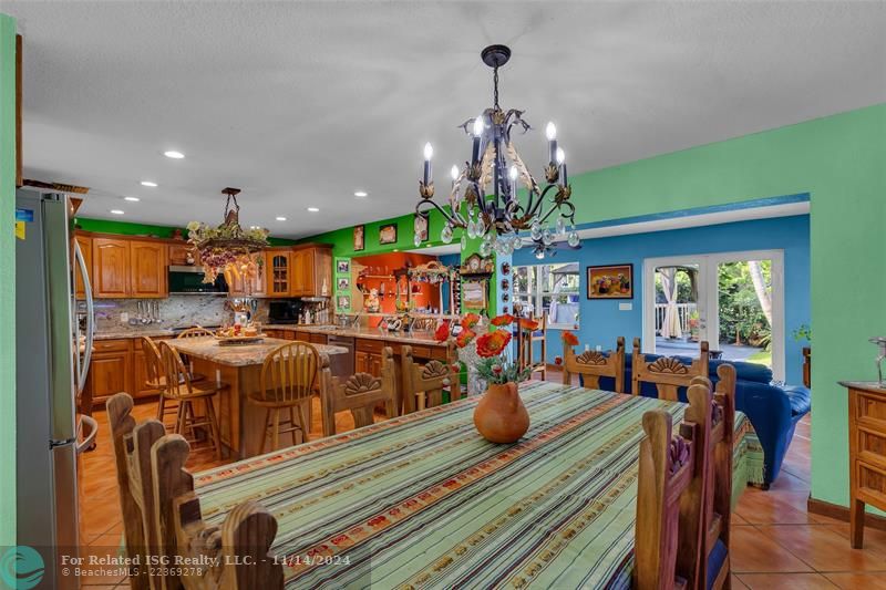 Vibrant and Happy, Huge kitchen area with gorgeous granite counters and an oversized island.