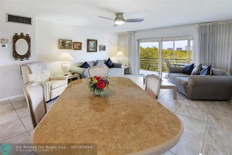 dining/living room facing your terrace