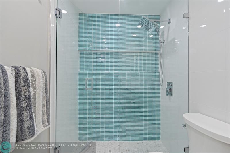 Remodeled Guest Bathroom, tile and Walk In Shower