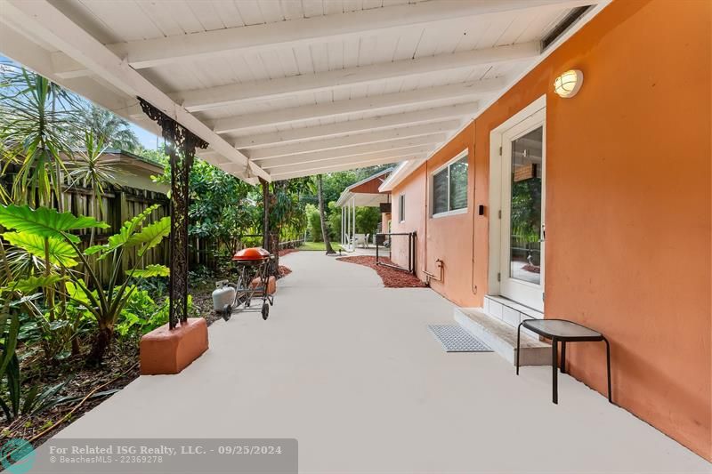 Covered Patio in fully fenced in yard