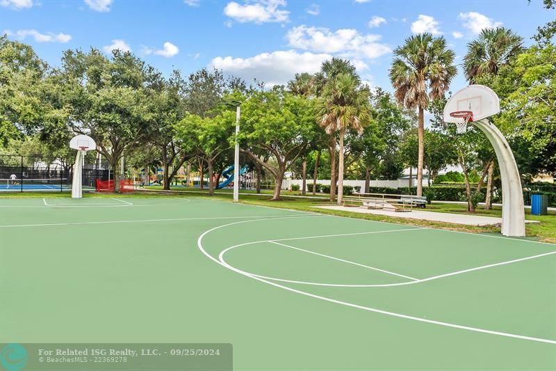 Basketball court and tennis courts