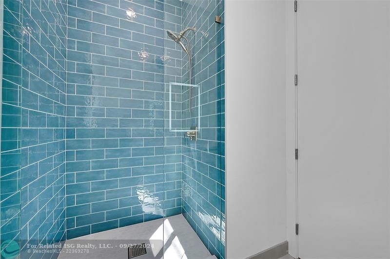 Step in shower on the first floor. located across from the office.