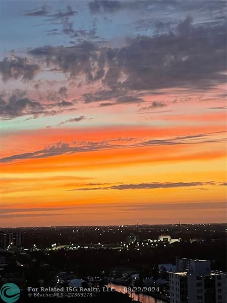 From west terrace at sunset