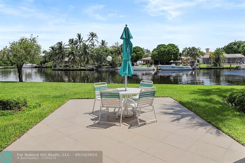 public seating along the water