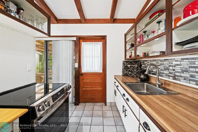 Kitchen with new range.