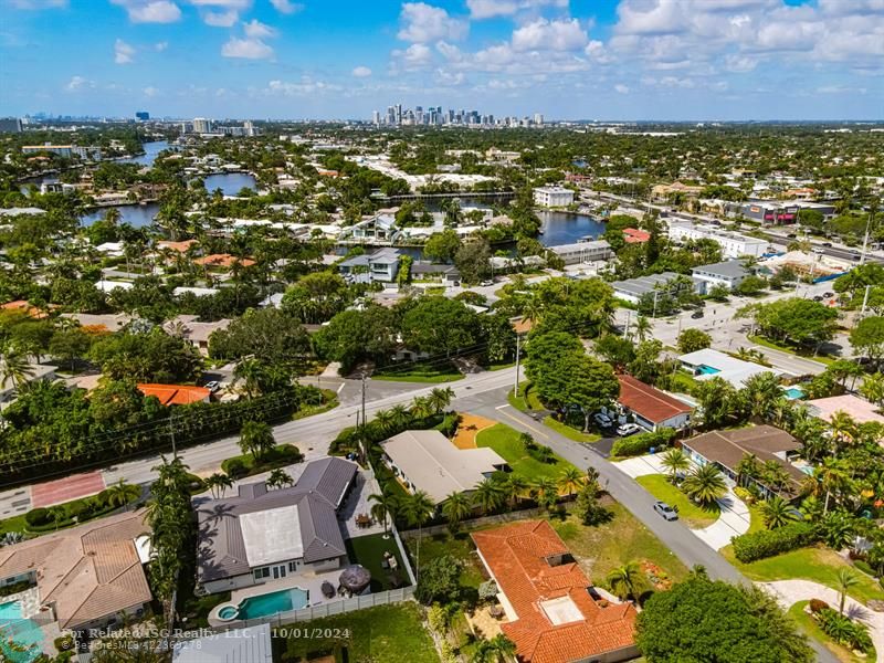 Aerial with Downtown Fort Lauderdale in the distance.