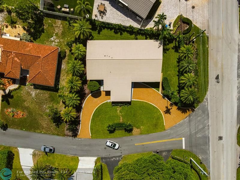 Aerial from the top down.