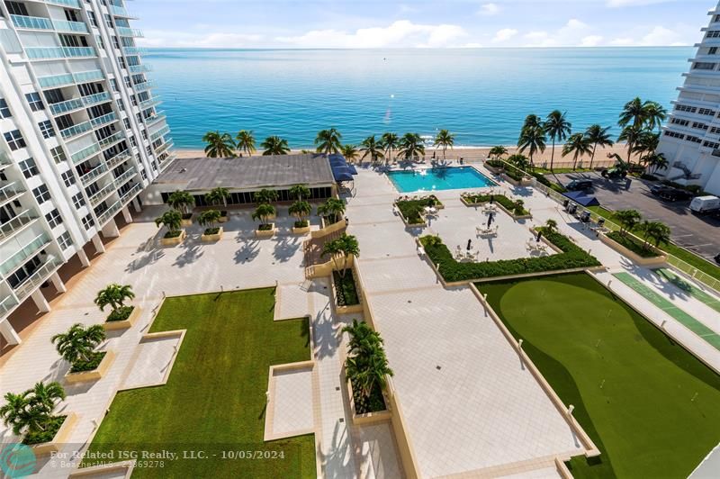 View onto pool and entertainment area