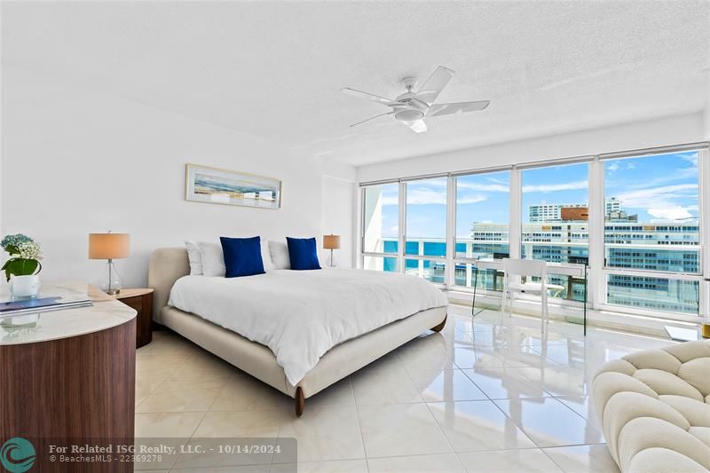 Primary Bedroom w/ Ocean & City Views