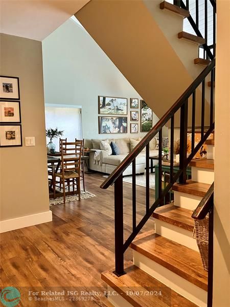 Staircase leads to loft and bedrooms