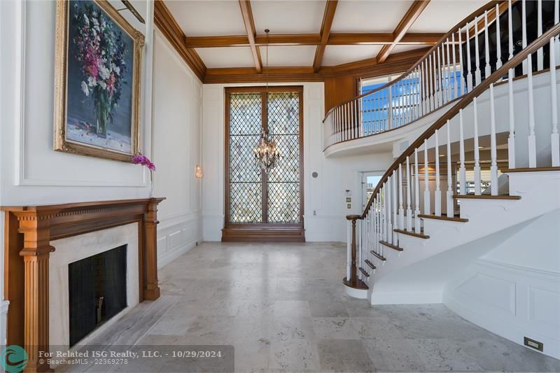 Floor to ceiling stained-glass window