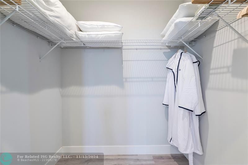 large primary closet off bathroom