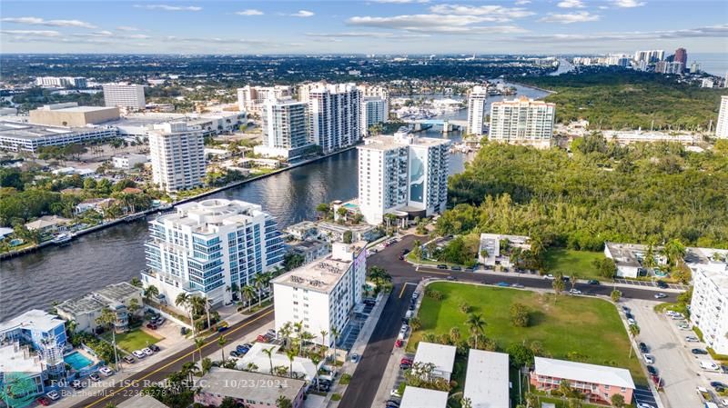 Aerial view with downtown Fort Lauderdale in the distance