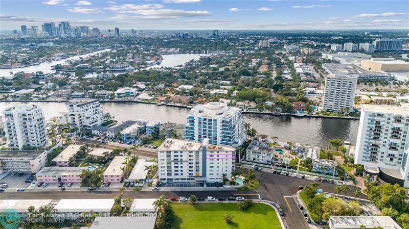 Aerial view with downtown Fort Lauderdale in the distance