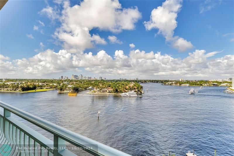 Sweeping Intracoastal views and downtown Fort Lauderdale. Largest width of the Intracoastal!