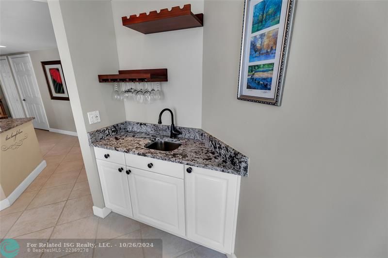 Wet bar for entertaining.