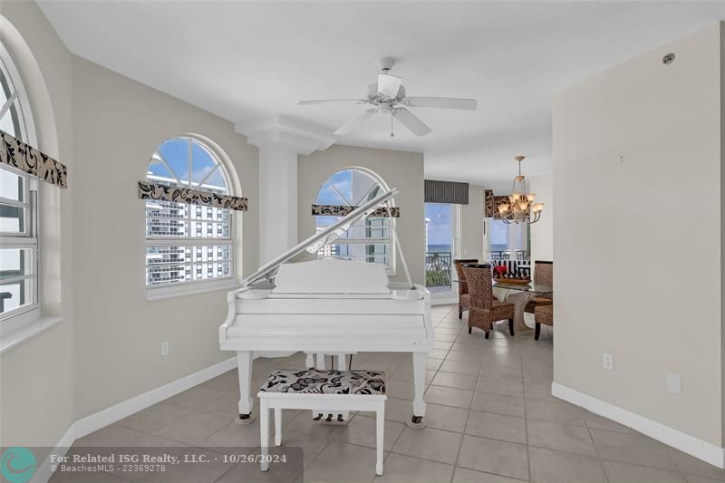 Entertain guests at your piano with direct Intracoastal water views.