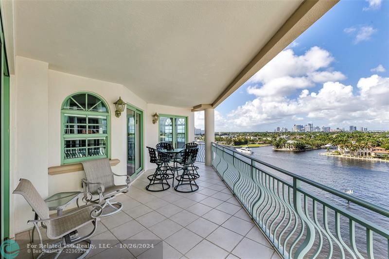 Covered balcony with  views of Intracoastal, Las Olas, and City of Fort Lauderdale. (Balcony 1 of 3)