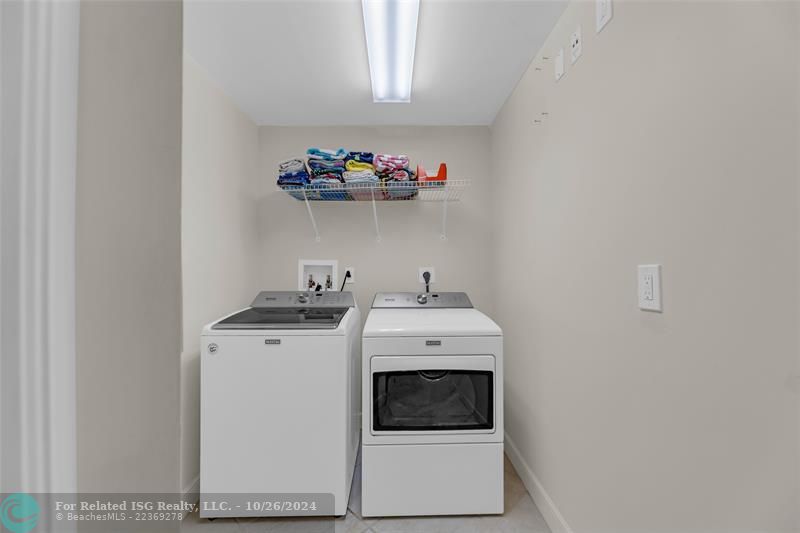 Laundry room with washer and dryer.