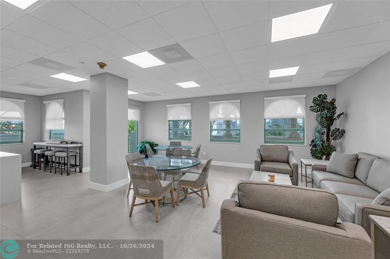 Community room with kitchen area for entertaining.