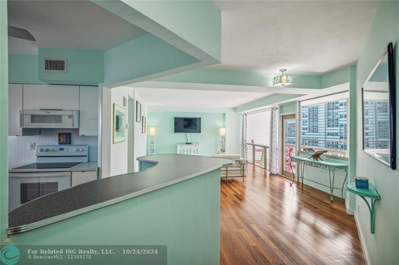 Renovated unit with beautiful wood floors, central air and ocean views.