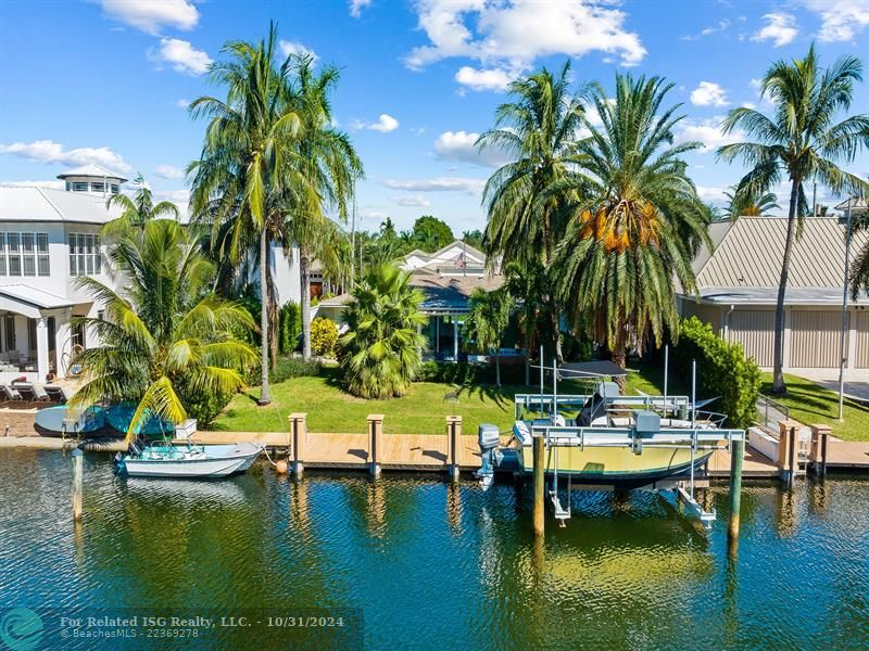 View Of The Back Of TheHome, Dock & Boatlift