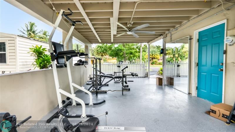 Gym area under Car port