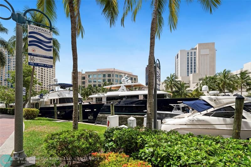 Gorgeous famous Riverwalk just outside the condo off Las Olas Blvd- enjoy a beautiful walk as you admire the yachts passing by