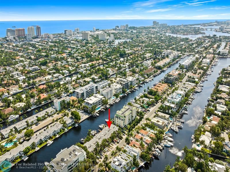 Birds eye view of Hendricks Isle where the townhouse is located off of Las Olas Blvd