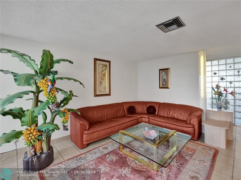 Living room with view of Port Everglades